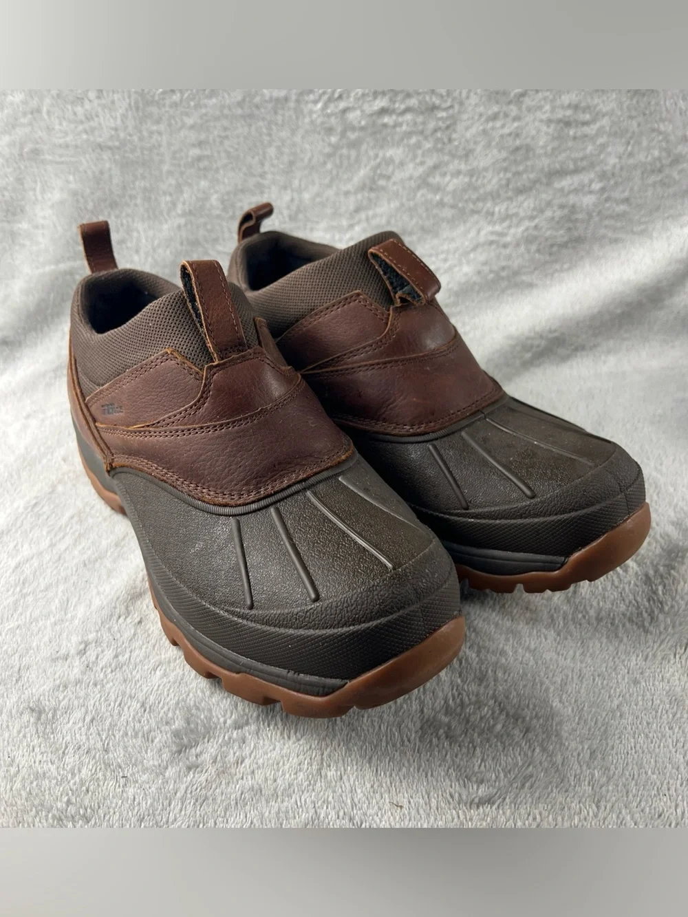 LL Bean TEK 2.5 Storm Chaser 507173 Low Slip on Dk Brown Leather Duck Boot 10.5